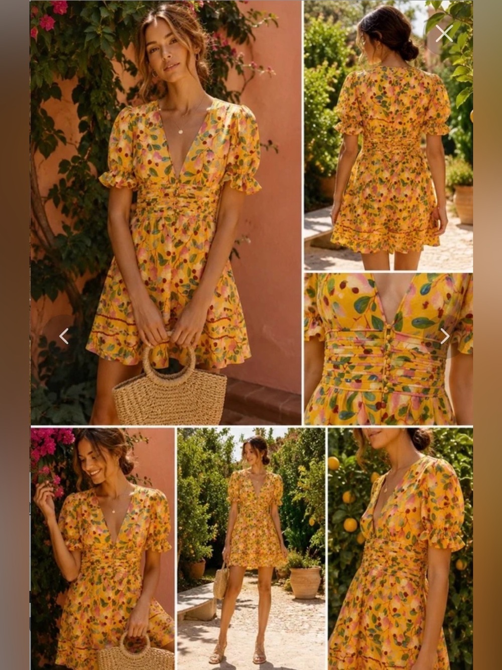 FARM Rio Floral Cashew Mini Dress